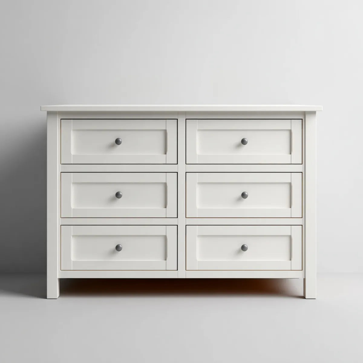 Komoda, Konmode 6 szuflady biały 120 x 40 x 80 cm w prostokątnym lakierowanym MDF