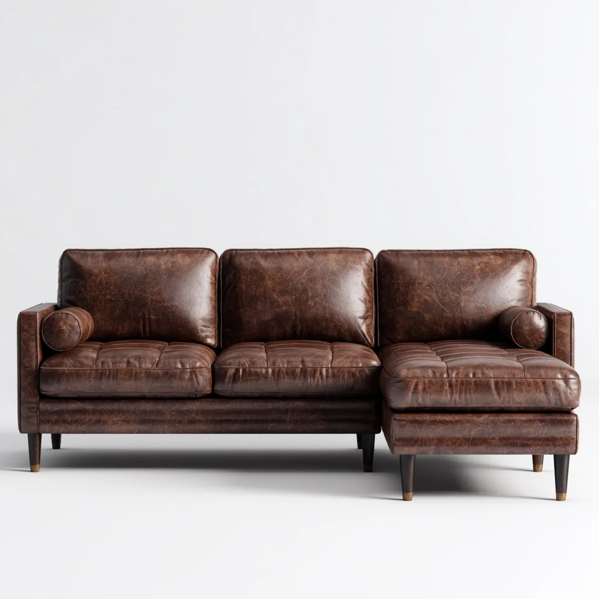 Sofa, Kanapa narożna z rekamierem w prawo Brązowy 250 x 160 x 86 cm PU sztuczna skóra kształt litery L