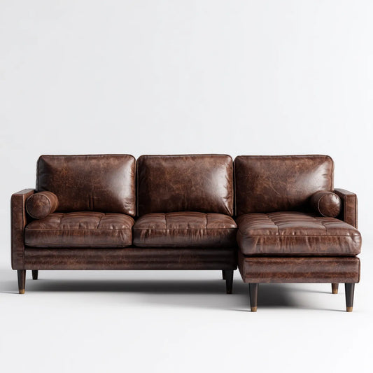 Sofa, Kanapa narożna z rekamierem w prawo Brązowy 250 x 160 x 86 cm PU sztuczna skóra kształt litery L