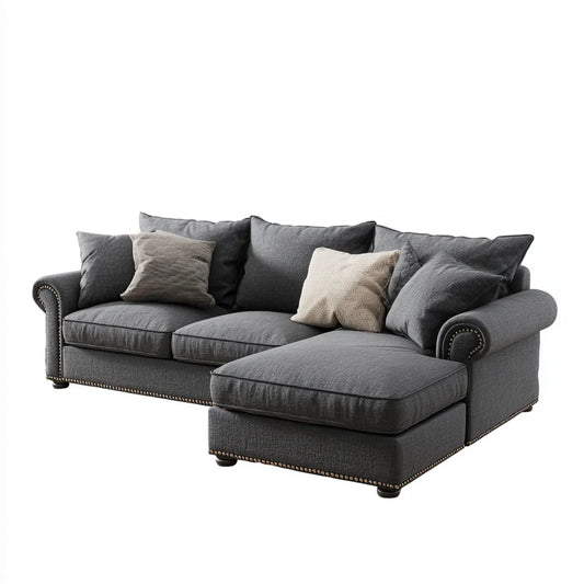 Sofa, Kanapa narożna z antracytem z recyrkulatora 260 x 165 x 90 cm poliester L-forma