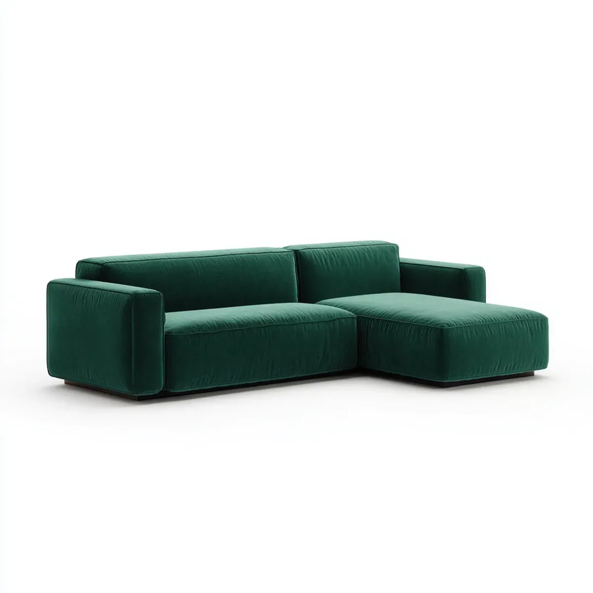 Sofa, Kanapa narożna z ciemnozielonym recyrem 260 x 160 x 85 cm poliestrowy aksamit