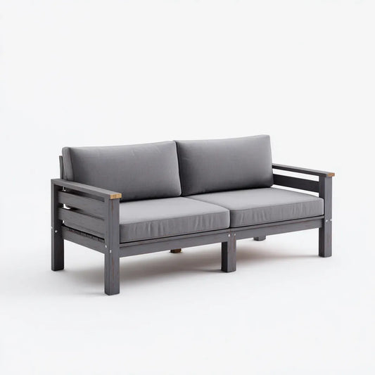 Sofa ogrodowa, Tapczan ogrodowy 2 miejsca szary antracyt 124 x 65 x 78 cm w litej akacji prostokątne drewno
