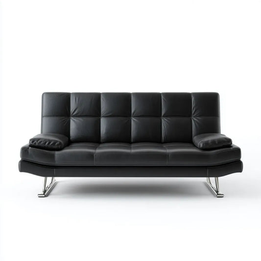 Sofa, 3- fotela czarny 190 x 85 x 85 cm PU- sztuczne skóry proste
