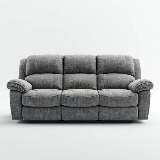 Sofa, 3-fotelikowa sofa szara 210 x 95 x 100 cm z tapicerką poliestrową i tapicerowanymi podłokietnikami