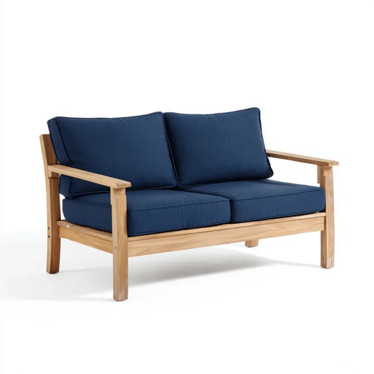 Sofa ogrodowa, Tapczan ogrodowy 2 granatowe miejsca w litym drewnie akacyjnym 120 x 70 x 80 cm