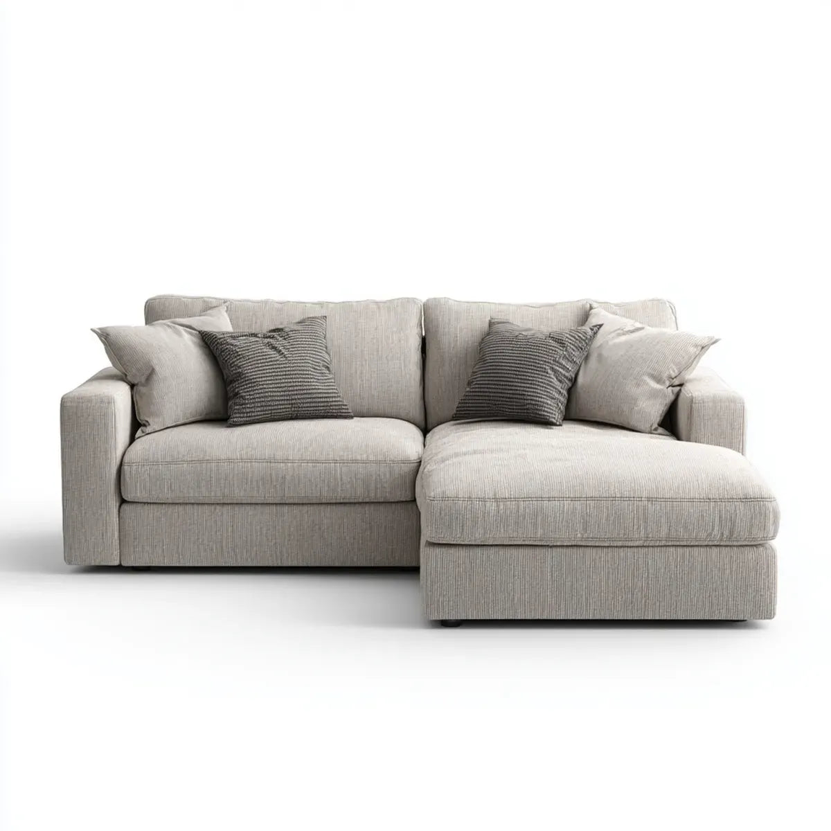 Sofa narożna z rekamierem w prawo Greige 230 x 160 x 85 cm poliester kształt litery L